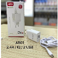 COMBO Củ Sạc + Cáp Micro USB Aspor A831 - 2 Cổng 2.4A