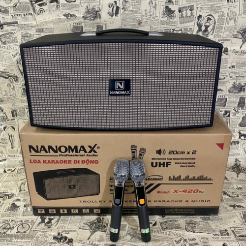 Loa Karaoke Xách Tay Nanomax X-420 (Bass 20cm x 2, 2 Micro)