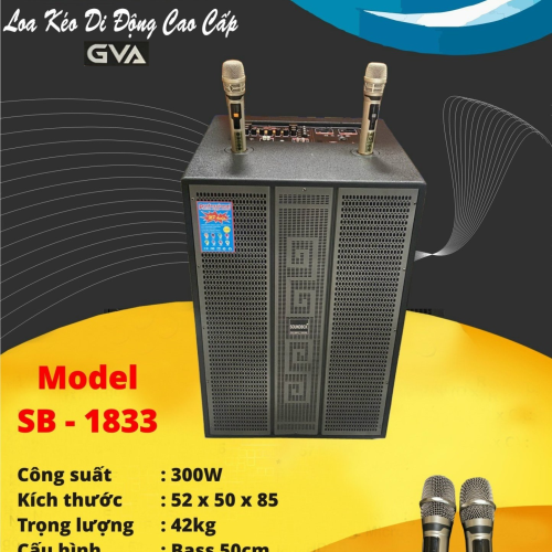 Loa Kéo Di Động GVA SB - 1833 (Bass 50cm, 2 Micro)
