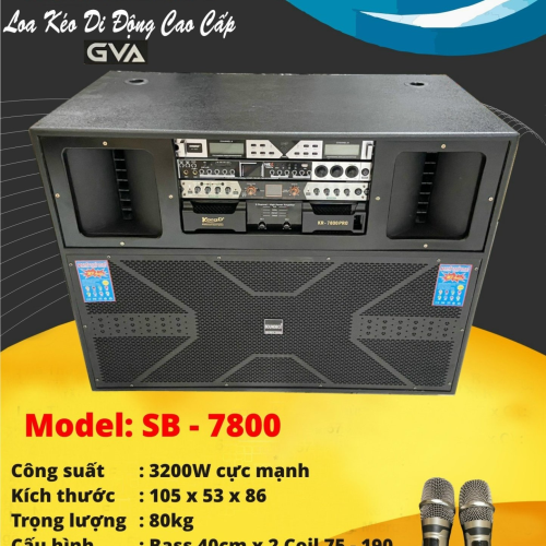 Loa Kéo Di Động GVA SB - 7800 (Bass 40cm x2, 2 Micro)