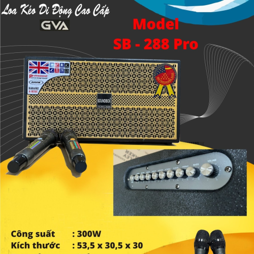 Loa Kéo Di Động GVA SB - 288 Pro (Bass 20cm x2, 2 Micro)